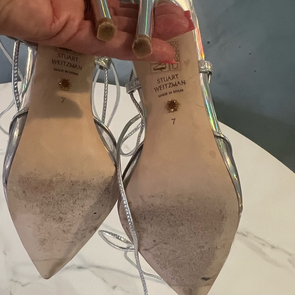 Stuart Weitzman Silver/clear stiletto 👠 heels - Picture 4 of 9